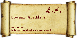 Lovasi Aladár névjegykártya